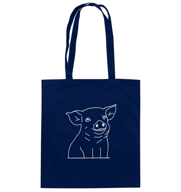 Ferkel weiß - Baumwolltasche Einkaufstasche Tier-Shirts.com French Navy ca. 38x42