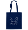 Katze weiß - Baumwolltasche Einkaufstasche Tier-Shirts.com French Navy ca. 38x42