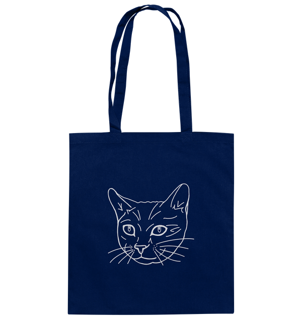 Katze weiß - Baumwolltasche Einkaufstasche Tier-Shirts.com French Navy ca. 38x42