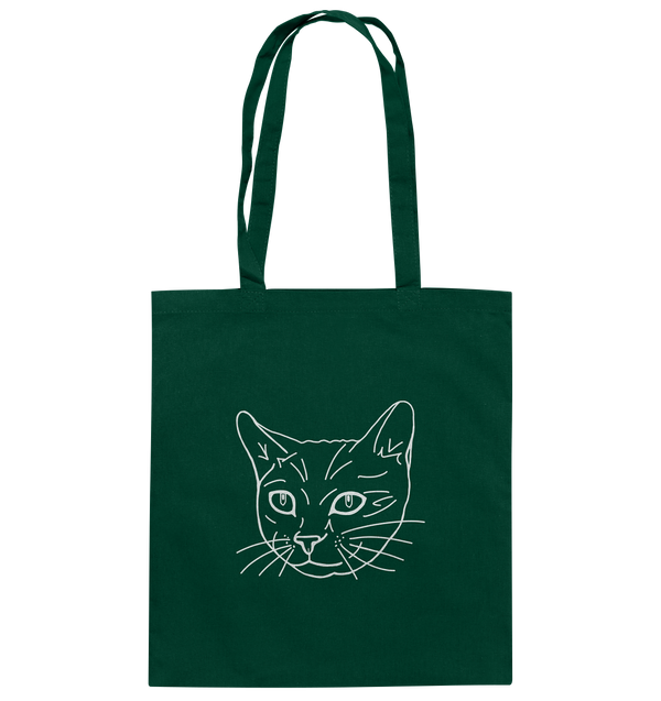 Katze weiß - Baumwolltasche Einkaufstasche Tier-Shirts.com Bottle Green ca. 38x42