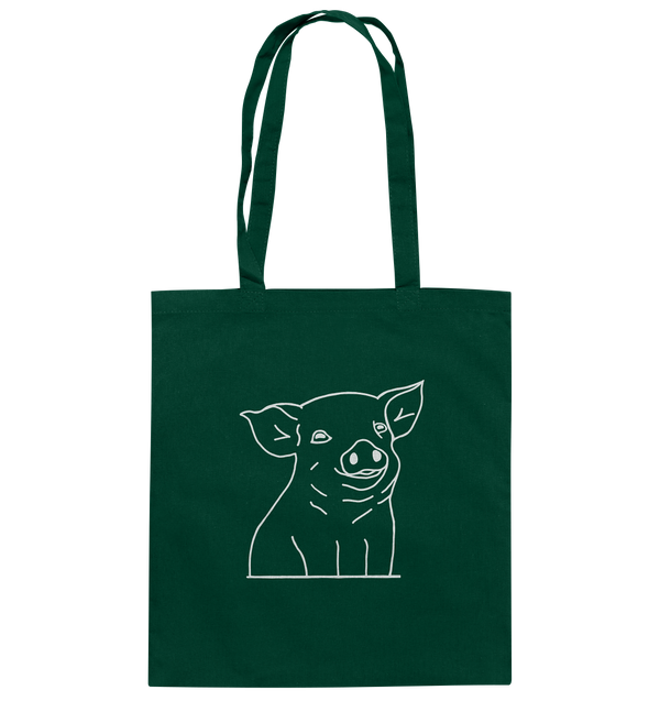 Ferkel weiß - Baumwolltasche Einkaufstasche Tier-Shirts.com Bottle Green ca. 38x42