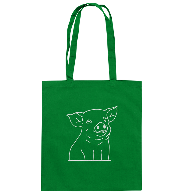 Ferkel weiß - Baumwolltasche Einkaufstasche Tier-Shirts.com Kelly Green ca. 38x42