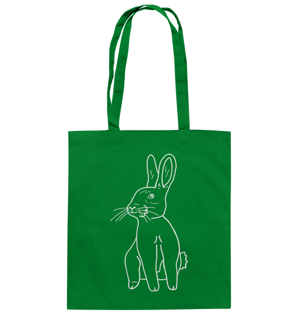 Hase weiß - Baumwolltasche Einkaufstasche Tier-Shirts.com Kelly Green ca. 38x42