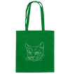 Katze weiß - Baumwolltasche Einkaufstasche Tier-Shirts.com Kelly Green ca. 38x42