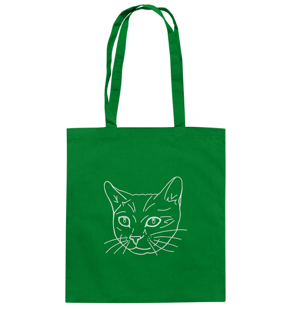 Katze weiß - Baumwolltasche Einkaufstasche Tier-Shirts.com Kelly Green ca. 38x42