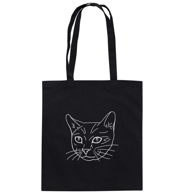 Katze weiß - Baumwolltasche Einkaufstasche Tier-Shirts.com Black ca. 38x42