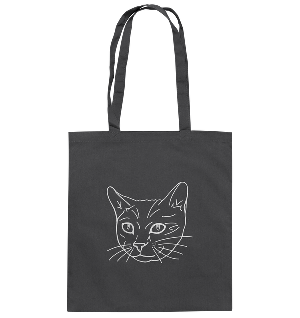 Katze weiß - Baumwolltasche Einkaufstasche Tier-Shirts.com Graphite Grey ca. 38x42