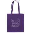 Katze weiß - Baumwolltasche Einkaufstasche Tier-Shirts.com Purple ca. 38x42