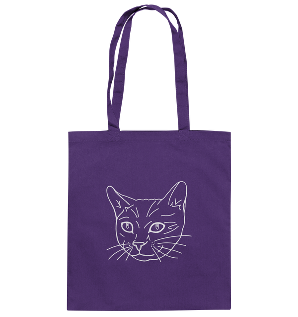 Katze weiß - Baumwolltasche Einkaufstasche Tier-Shirts.com Purple ca. 38x42