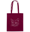 Katze weiß - Baumwolltasche Einkaufstasche Tier-Shirts.com Burgundy ca. 38x42