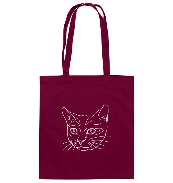 Katze weiß - Baumwolltasche Einkaufstasche Tier-Shirts.com Burgundy ca. 38x42