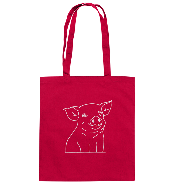 Ferkel weiß - Baumwolltasche Einkaufstasche Tier-Shirts.com Classic Red ca. 38x42