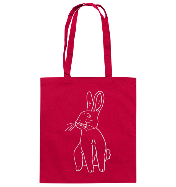 Hase weiß - Baumwolltasche Einkaufstasche Tier-Shirts.com Classic Red ca. 38x42