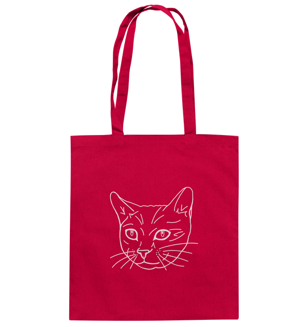 Katze weiß - Baumwolltasche Einkaufstasche Tier-Shirts.com Classic Red ca. 38x42