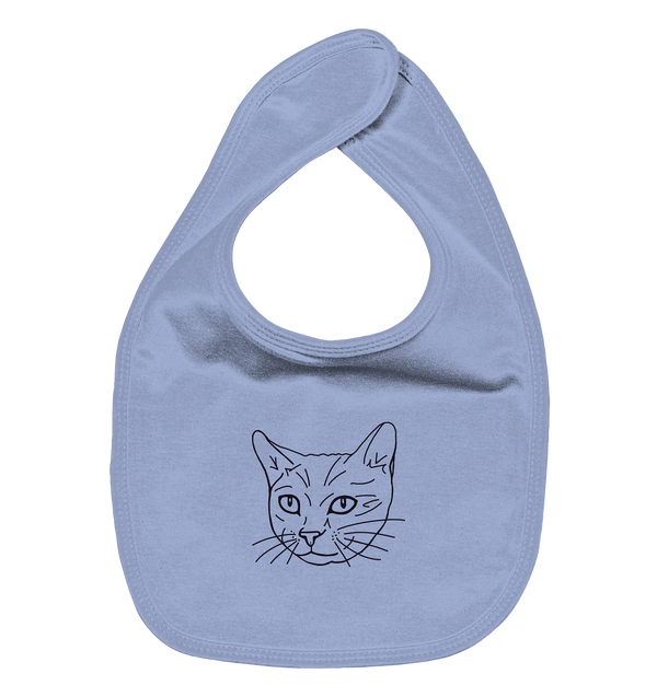 Katze - Organic Lätzchen Kinder Lätzchen Tier-Shirts.com Dusty Blue One Size